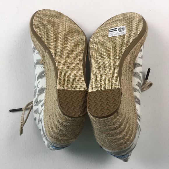 New TOMS Womens Espadrille White Wedges Stripe - Picture 5 of 6